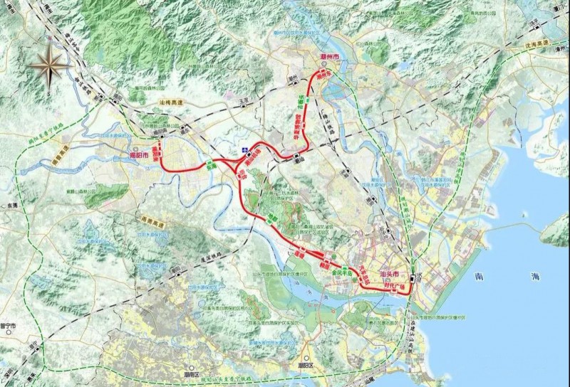 项目概况粤东城际铁路近期建设项目包括潮汕机场至揭阳南段,潮州东至
